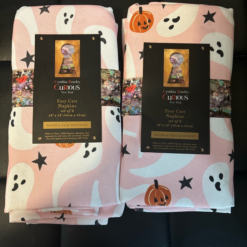 Cynthia Rowley Pink Ghost and Pumpkin Napkins 2 -6 pack (12 total)